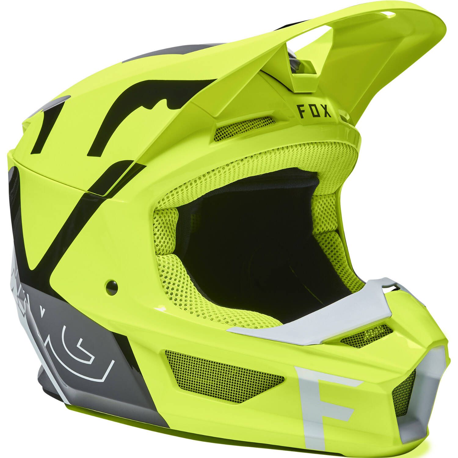 fox racing helmet motorcycle yellow V3 Throttle - Flo Steel D Fox Racing V1 Shield Helmet