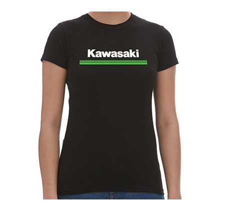 Kawasaki Ladies 3 Green Lines Logo Tee