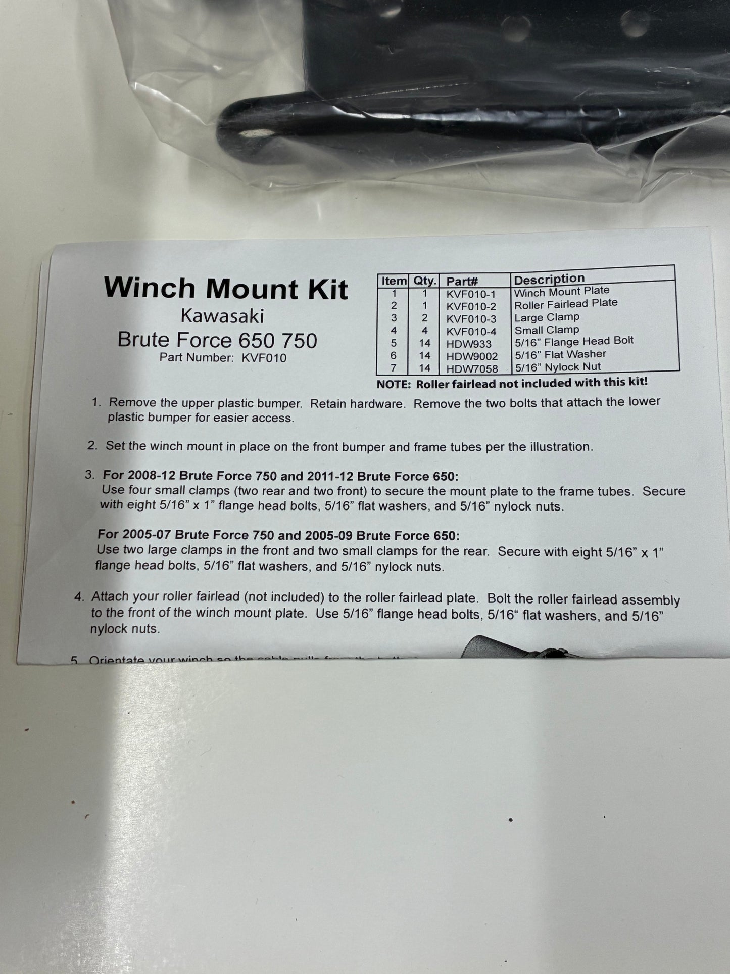 KVF010 WINCH MOUNT FITS BRUTE FORCE 650 INDEPENDENT, BRUTE FORCE 750 2005-2012